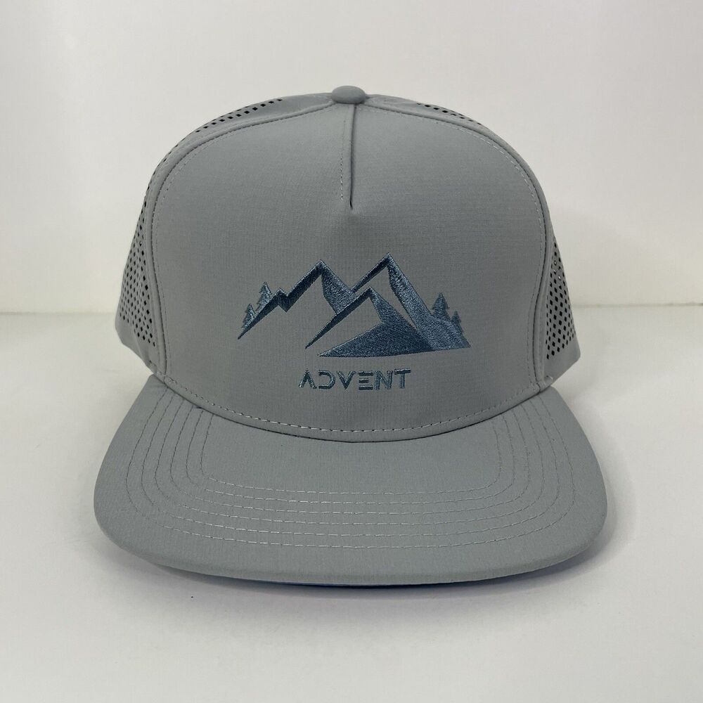 Advent Mens Snapback Hat Mountain Ridge Design Gray Blue Flat Bill Deadstock